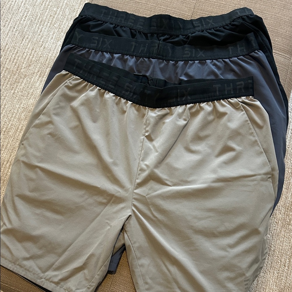 THREE SIX FIVE Men's Performance Shorts - Black, Gray, Tan